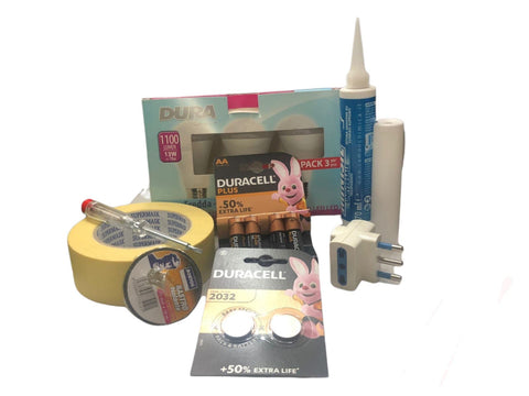 Kit casa 8 pezzi "Lampadine_Presa_Pile_Doppia spina_Selicone"